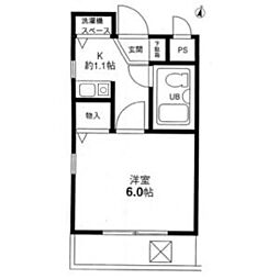 京王線 幡ヶ谷駅 徒歩8分の賃貸マンション 4階1Kの間取り