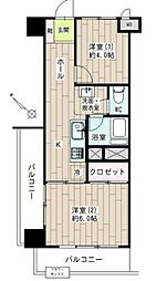 東急多摩川線 武蔵新田駅 徒歩2分の賃貸マンション 3階2Kの間取り