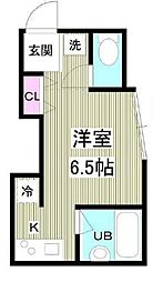 京王井の頭線 池ノ上駅 徒歩5分の賃貸マンション 1階ワンルームの間取り