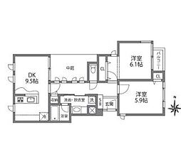 京王線 笹塚駅 徒歩5分の賃貸マンション 1階2DKの間取り