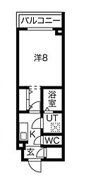 東急世田谷線 松陰神社前駅 徒歩4分の賃貸マンション 3階1Kの間取り