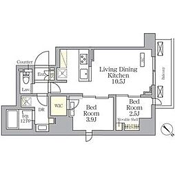 JR京浜東北・根岸線 大森駅 徒歩9分の賃貸マンション 7階2LDKの間取り
