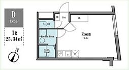東急世田谷線 西太子堂駅 徒歩12分の賃貸マンション 2階ワンルームの間取り