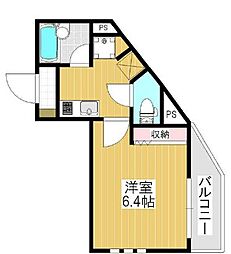 京王線 笹塚駅 徒歩6分の賃貸マンション 1階1Kの間取り