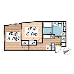 東急目黒線 奥沢駅 徒歩3分の賃貸アパート 1階2Kの間取り