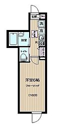 小田急小田原線 経堂駅 徒歩6分の賃貸アパート 1階1Kの間取り