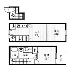 東急世田谷線 西太子堂駅 徒歩12分の賃貸アパート 1階2DKの間取り