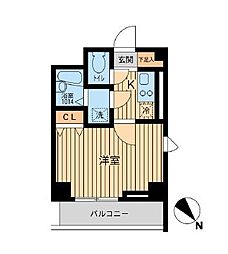 東急田園都市線 駒沢大学駅 徒歩5分の賃貸マンション 12階1Kの間取り