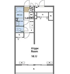 京急本線 雑色駅 徒歩9分の賃貸マンション 2階1Kの間取り