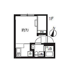 東急池上線 池上駅 徒歩6分の賃貸マンション 1階1SKの間取り