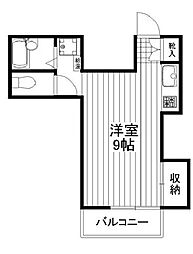 東急田園都市線 池尻大橋駅 徒歩5分の賃貸マンション 6階ワンルームの間取り