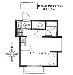 東急田園都市線 三軒茶屋駅 徒歩7分の賃貸アパート 2階ワンルームの間取り