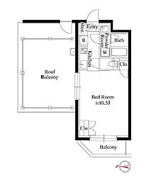 グランパセオ代々木上原II 3階1Kの間取り