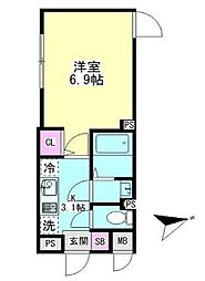 小田急小田原線 東北沢駅 徒歩5分の賃貸マンション 3階1Kの間取り