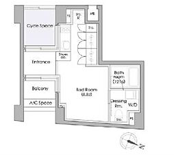 東急田園都市線 駒沢大学駅 徒歩8分の賃貸マンション 7階ワンルームの間取り