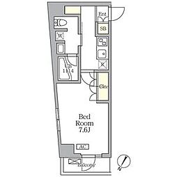 アジールコート三宿テラス 1Kの間取図画像