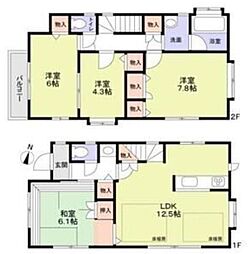 東急世田谷線 松原駅 徒歩9分の賃貸一戸建て 1階4LDKの間取り