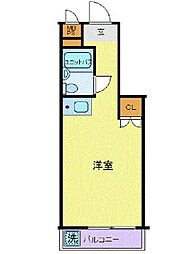 京王井の頭線 下北沢駅 徒歩10分の賃貸マンション 4階ワンルームの間取り
