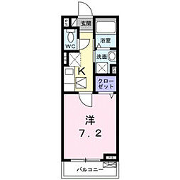 東急田園都市線 用賀駅 徒歩15分の賃貸アパート 2階1Kの間取り