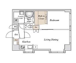 東急田園都市線 池尻大橋駅 徒歩2分の賃貸マンション 7階1LDKの間取り