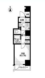 東急多摩川線 蒲田駅 徒歩3分の賃貸マンション 6階1Kの間取り