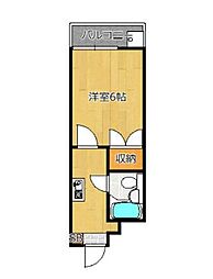 東急田園都市線 池尻大橋駅 徒歩13分の賃貸マンション 3階1Kの間取り