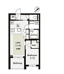 小田急小田原線 梅ヶ丘駅 徒歩6分の賃貸マンション 1階1LDKの間取り