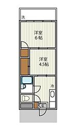 京急本線 梅屋敷駅 徒歩5分の賃貸マンション 1階2Kの間取り