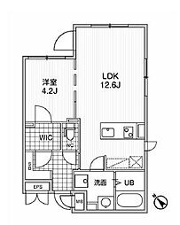 東急田園都市線 駒沢大学駅 徒歩6分の賃貸マンション 2階1LDKの間取り
