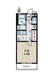 東急世田谷線 世田谷駅 徒歩1分の賃貸マンション 2階1Kの間取り