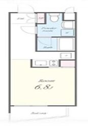 東急池上線 蓮沼駅 徒歩8分の賃貸マンション 2階ワンルームの間取り