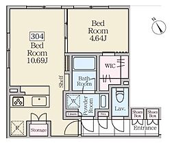 東急田園都市線 三軒茶屋駅 徒歩8分の賃貸マンション 2階1LDKの間取り