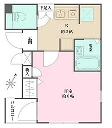 京王線 代田橋駅 徒歩9分の賃貸マンション 4階1Kの間取り
