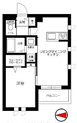 小田急小田原線 下北沢駅 徒歩7分の賃貸マンション 2階1LDKの間取り