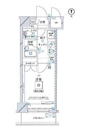 東急池上線 蓮沼駅 徒歩4分の賃貸マンション 8階1Kの間取り