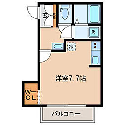 東急東横線 学芸大学駅 徒歩15分の賃貸アパート 2階ワンルームの間取り