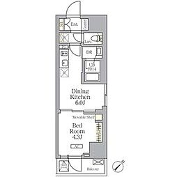 JR京浜東北・根岸線 大森駅 徒歩9分の賃貸マンション 4階1DKの間取り
