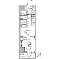 JR京浜東北・根岸線 大森駅 徒歩9分の賃貸マンション 8階1DKの間取り