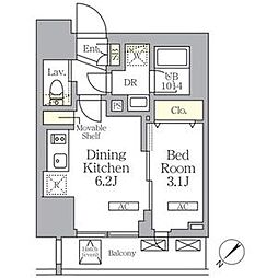 JR京浜東北・根岸線 大森駅 徒歩9分の賃貸マンション 10階1DKの間取り