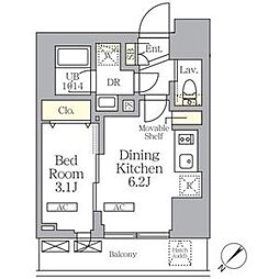 JR京浜東北・根岸線 大森駅 徒歩9分の賃貸マンション 7階1DKの間取り