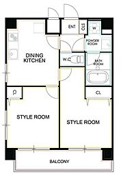 東急多摩川線 矢口渡駅 徒歩2分の賃貸マンション 6階2DKの間取り