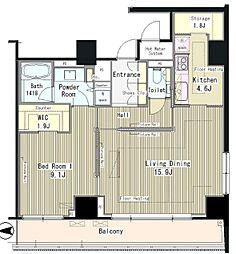 グランドゥール代々木大山 1003 10階1LDKの間取り