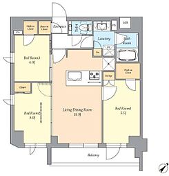 京王線 幡ヶ谷駅 徒歩3分の賃貸マンション 2階2LDKの間取り