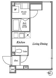 小田急小田原線 下北沢駅 徒歩6分の賃貸マンション 2階ワンルームの間取り