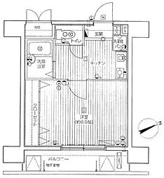 東急多摩川線 蒲田駅 徒歩6分の賃貸マンション 5階1Kの間取り