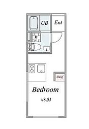 東急田園都市線 池尻大橋駅 徒歩9分の賃貸マンション 3階1Kの間取り