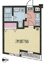 京王井の頭線 東松原駅 徒歩5分の賃貸マンション 2階1Kの間取り