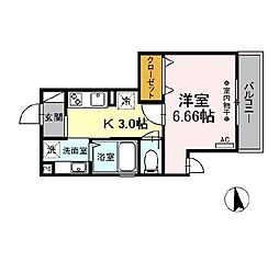 東急田園都市線 三軒茶屋駅 徒歩8分の賃貸アパート 3階1Kの間取り