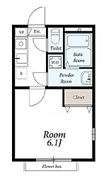京王井の頭線 東松原駅 徒歩5分の賃貸アパート 2階1Kの間取り
