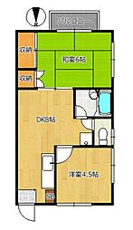 小田急小田原線 下北沢駅 徒歩11分の賃貸アパート 2階2DKの間取り